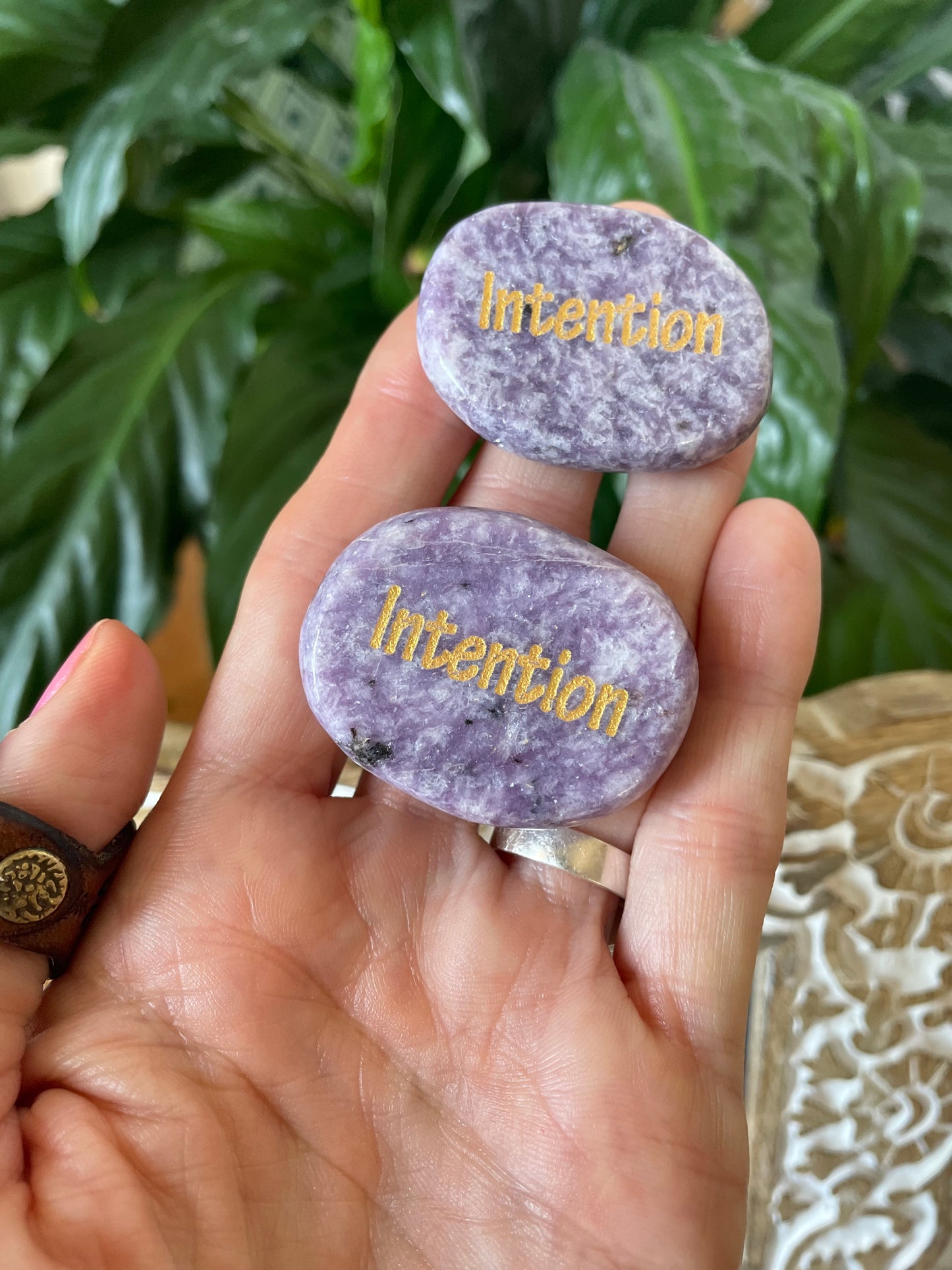 INTUITIVELY CHOSEN ~ Lepidolite Thumb/Worry Stone - Intention