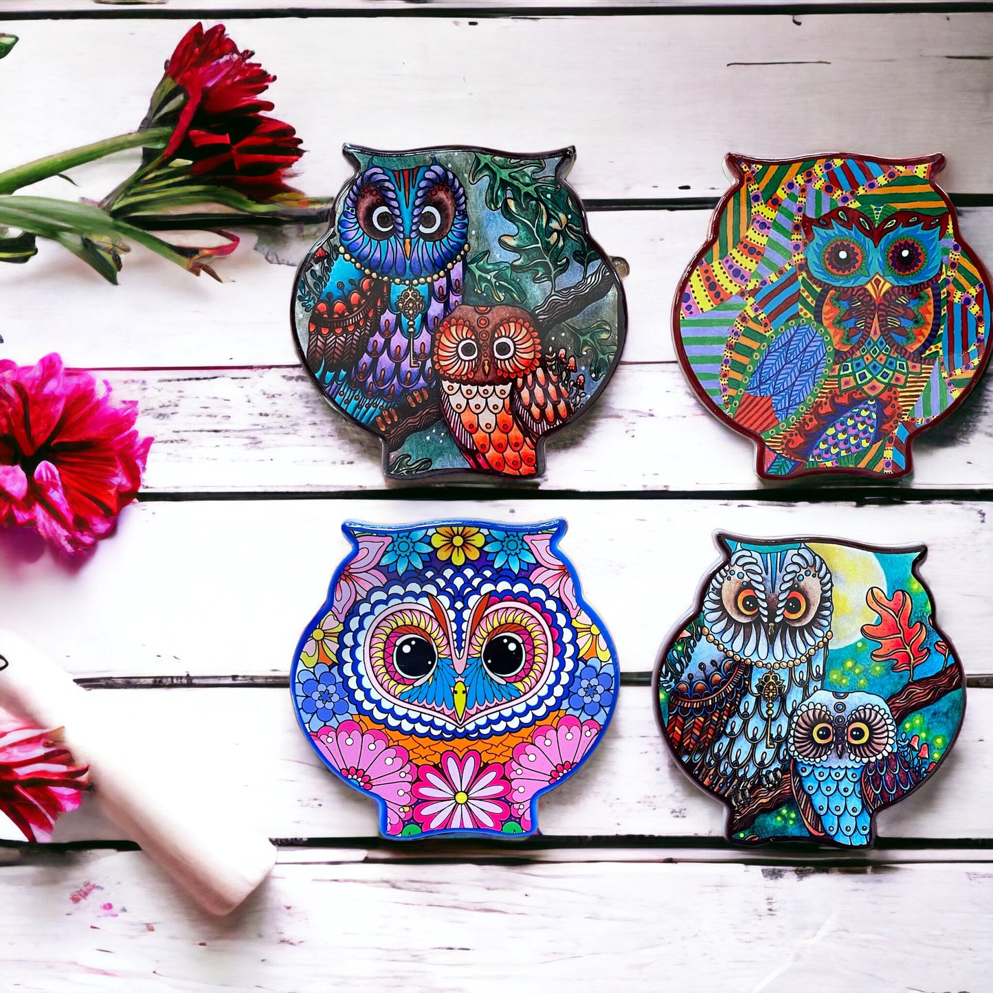 Set Of 4 Coasters ~ Wise Owl