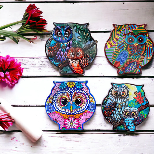 Set Of 4 Coasters ~ Wise Owl