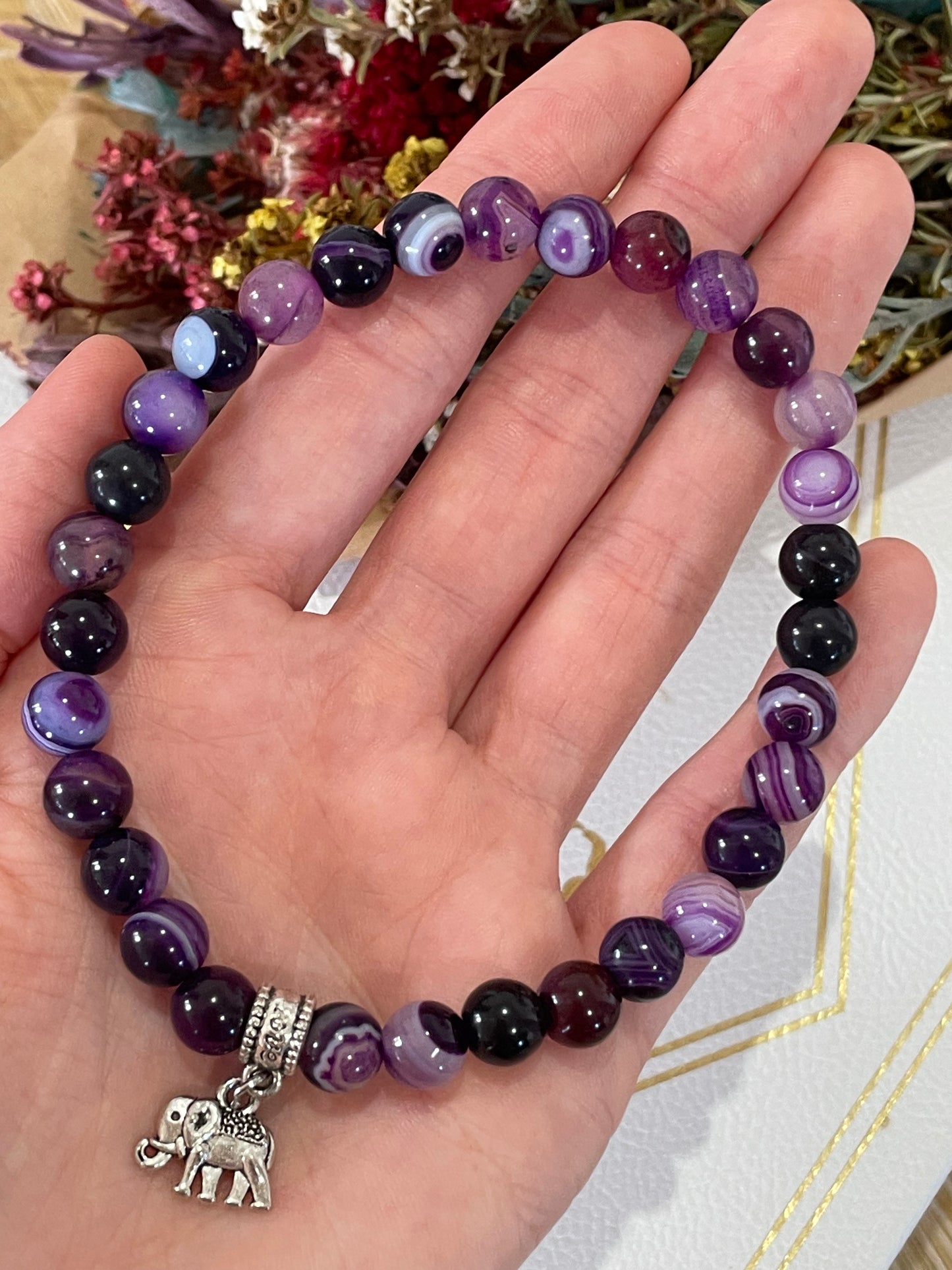 Purple Agate Healing Anklet ~ Intuitive ©️
