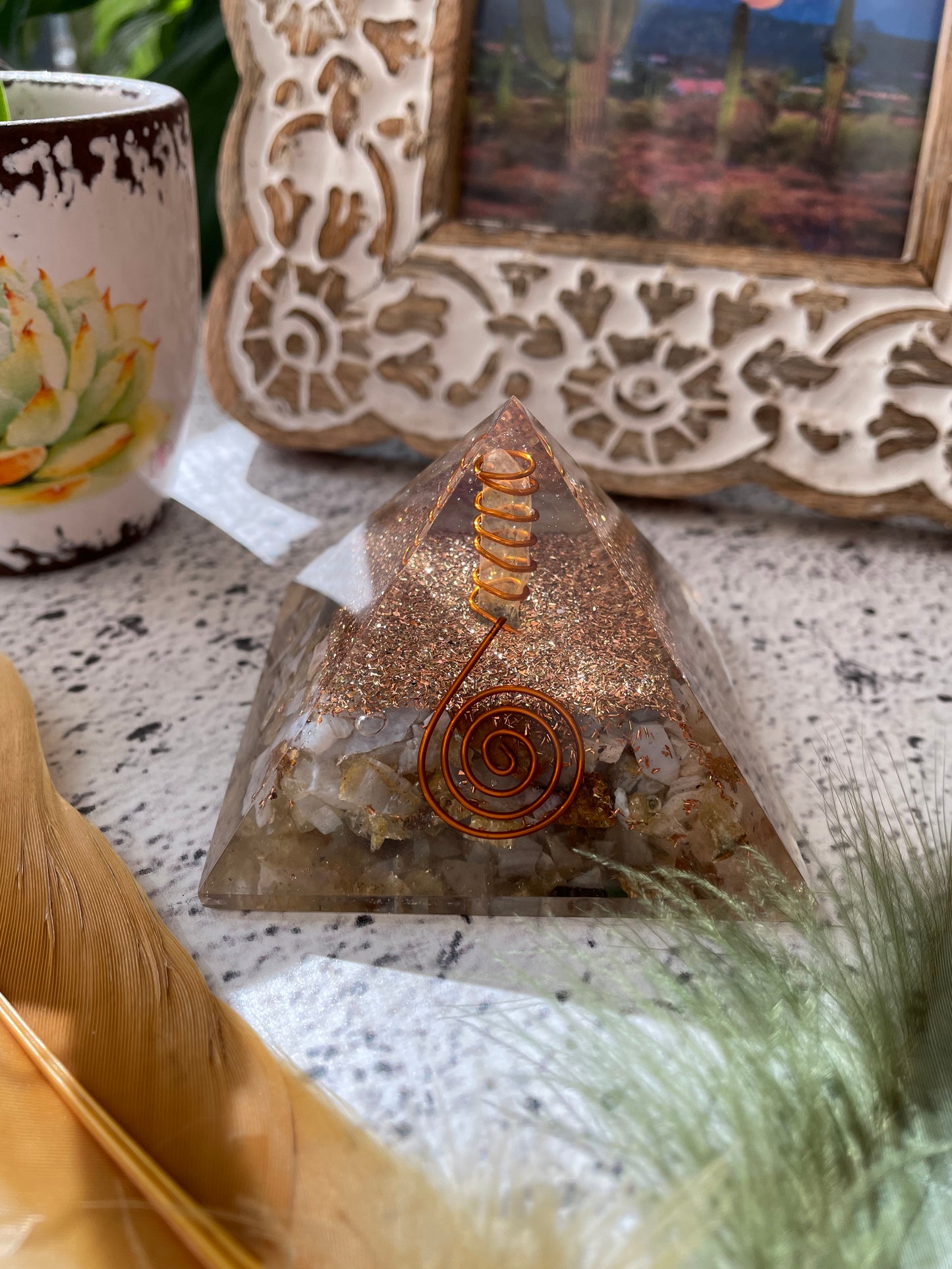 Pyramid Large ~ Blue Lace Agate Orgone