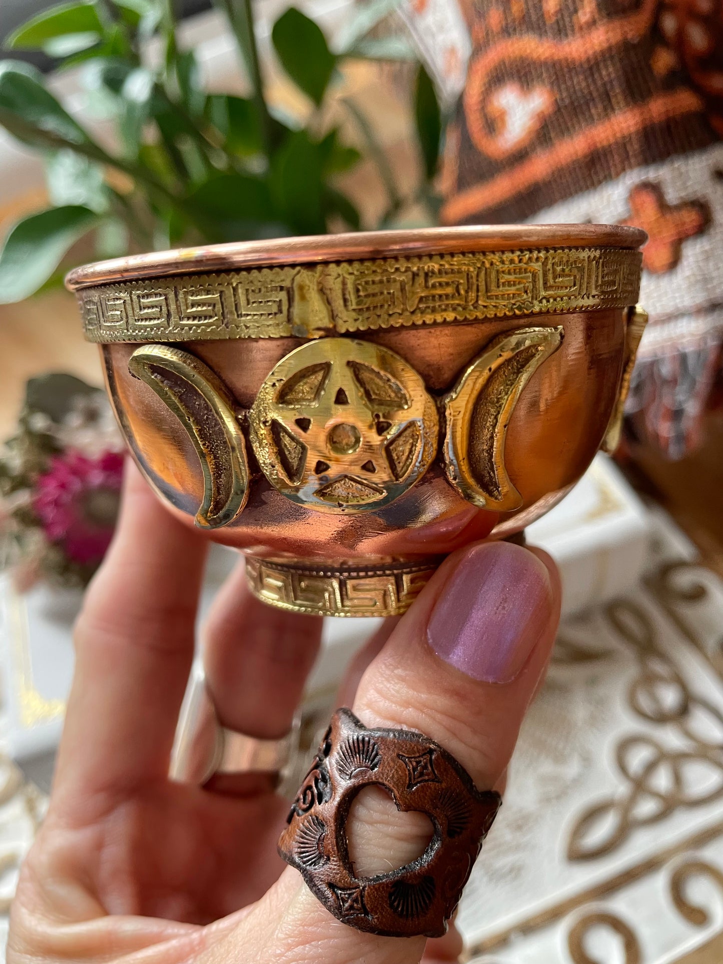 Copper Offering Blessing Bowl ~ Triple Moon Phase