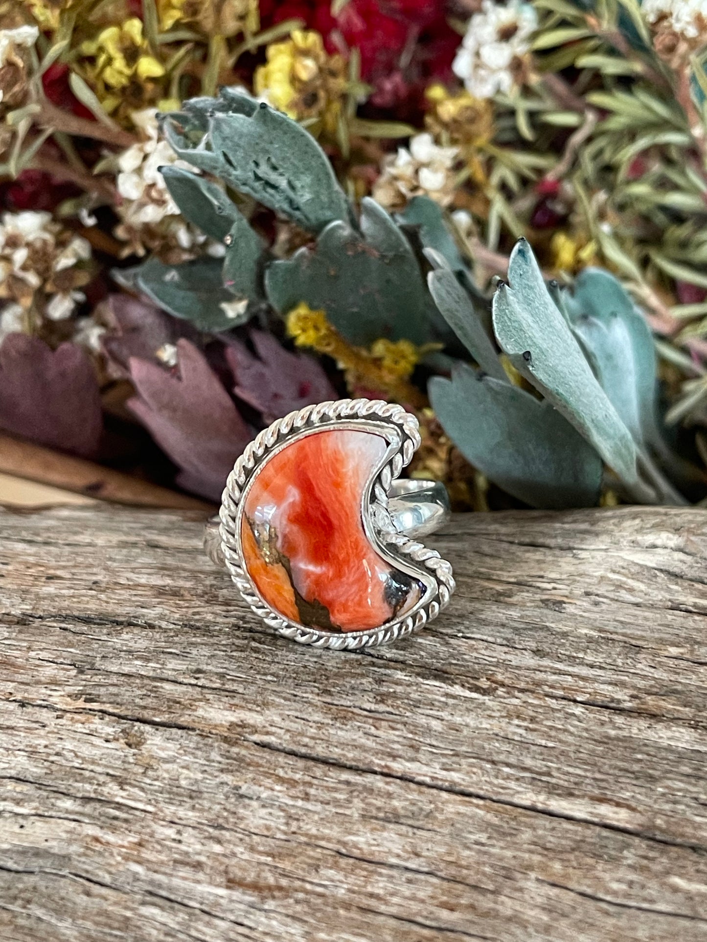 Orange Kingman Turquoise Silver Ring