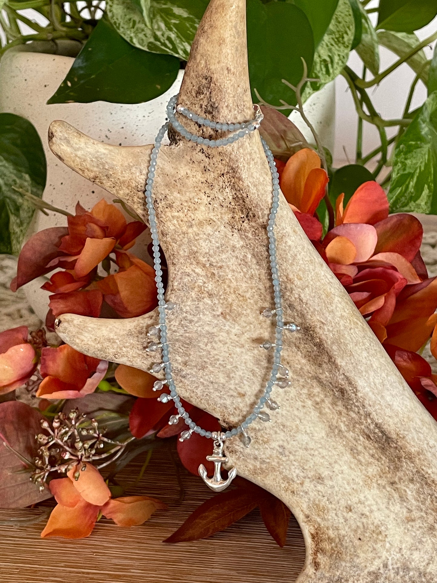 Blue Chalcedony Siren ~ Silver Necklace