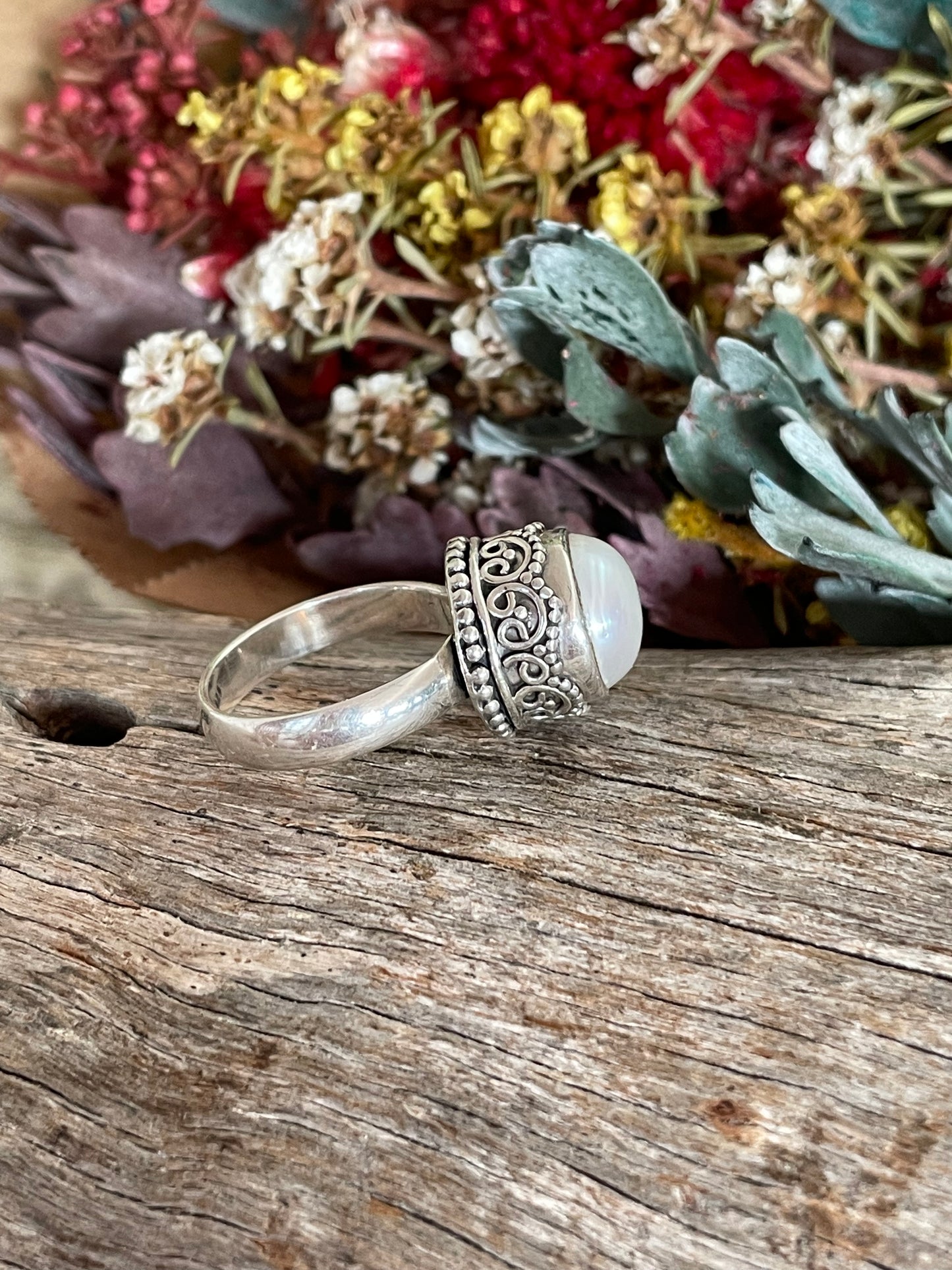 Pearl Silver Fixed Ring