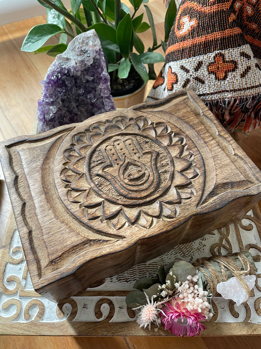 Wooden Trinket Box ~ Hamsa