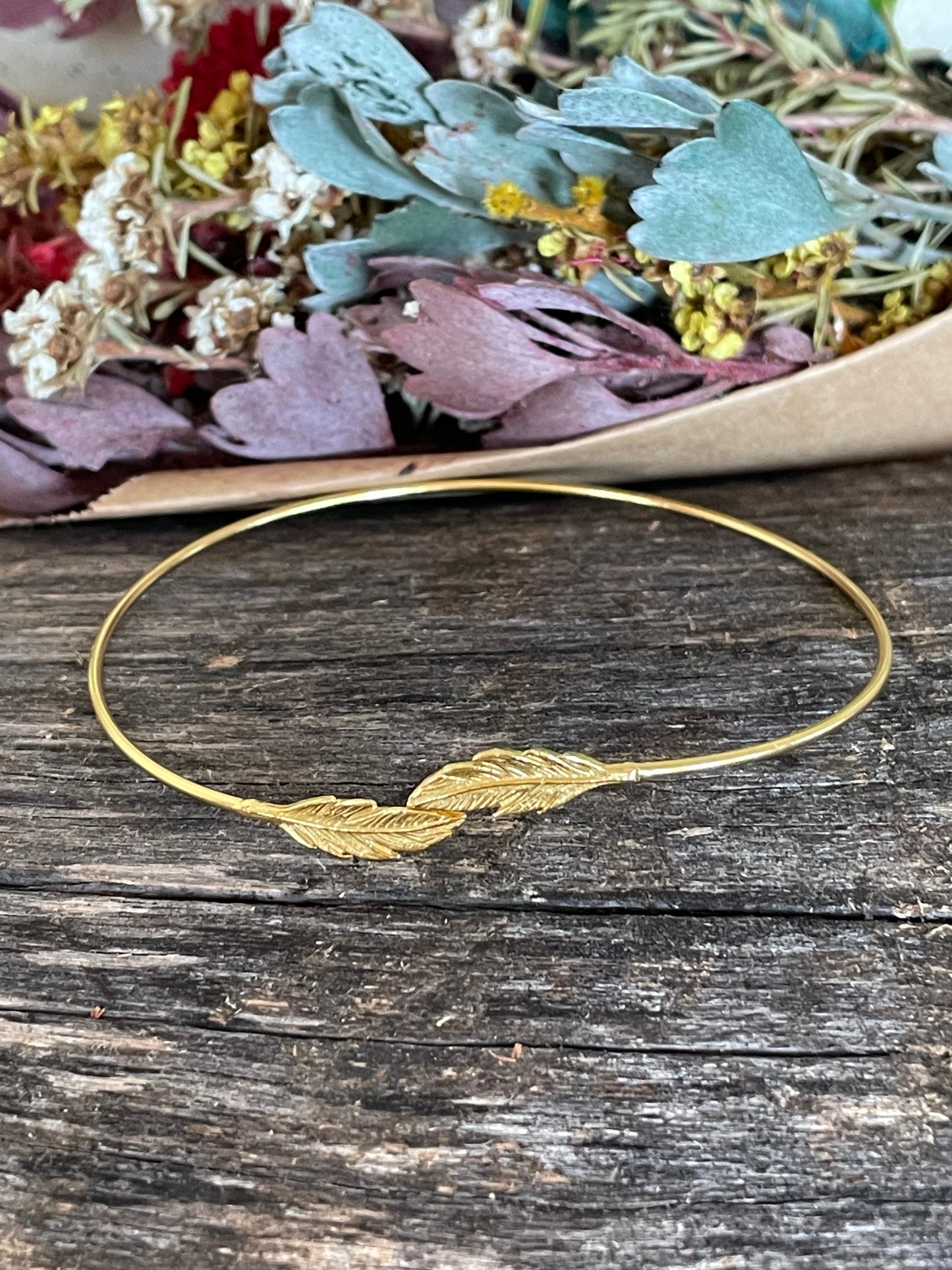 Goddess Gold collection ~ Adjustable Feather Cuff