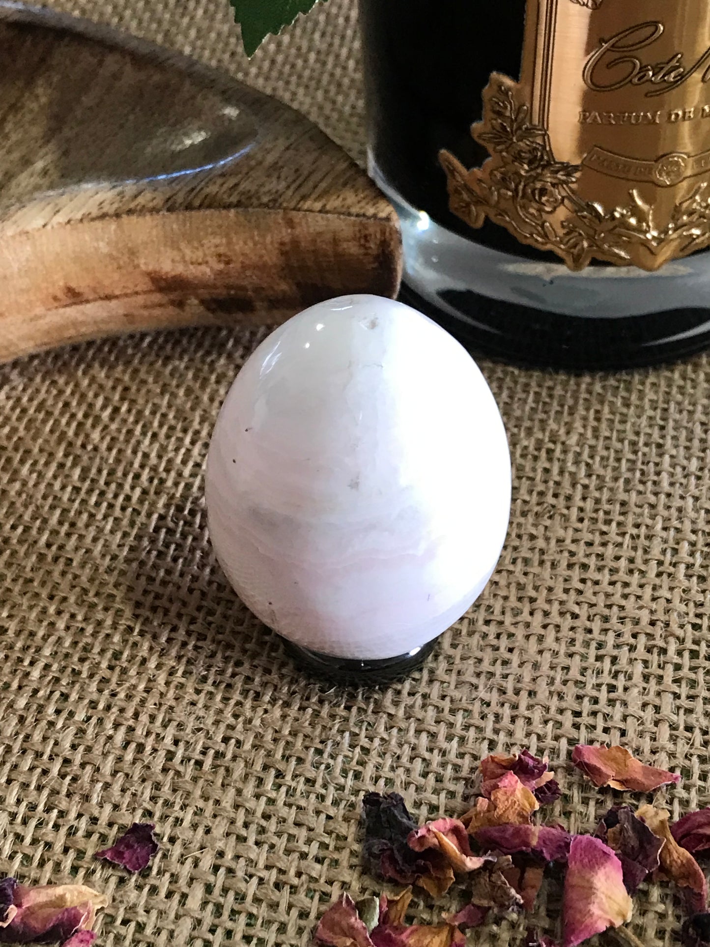 Mangano Calcite Egg Includes Hematite Ring