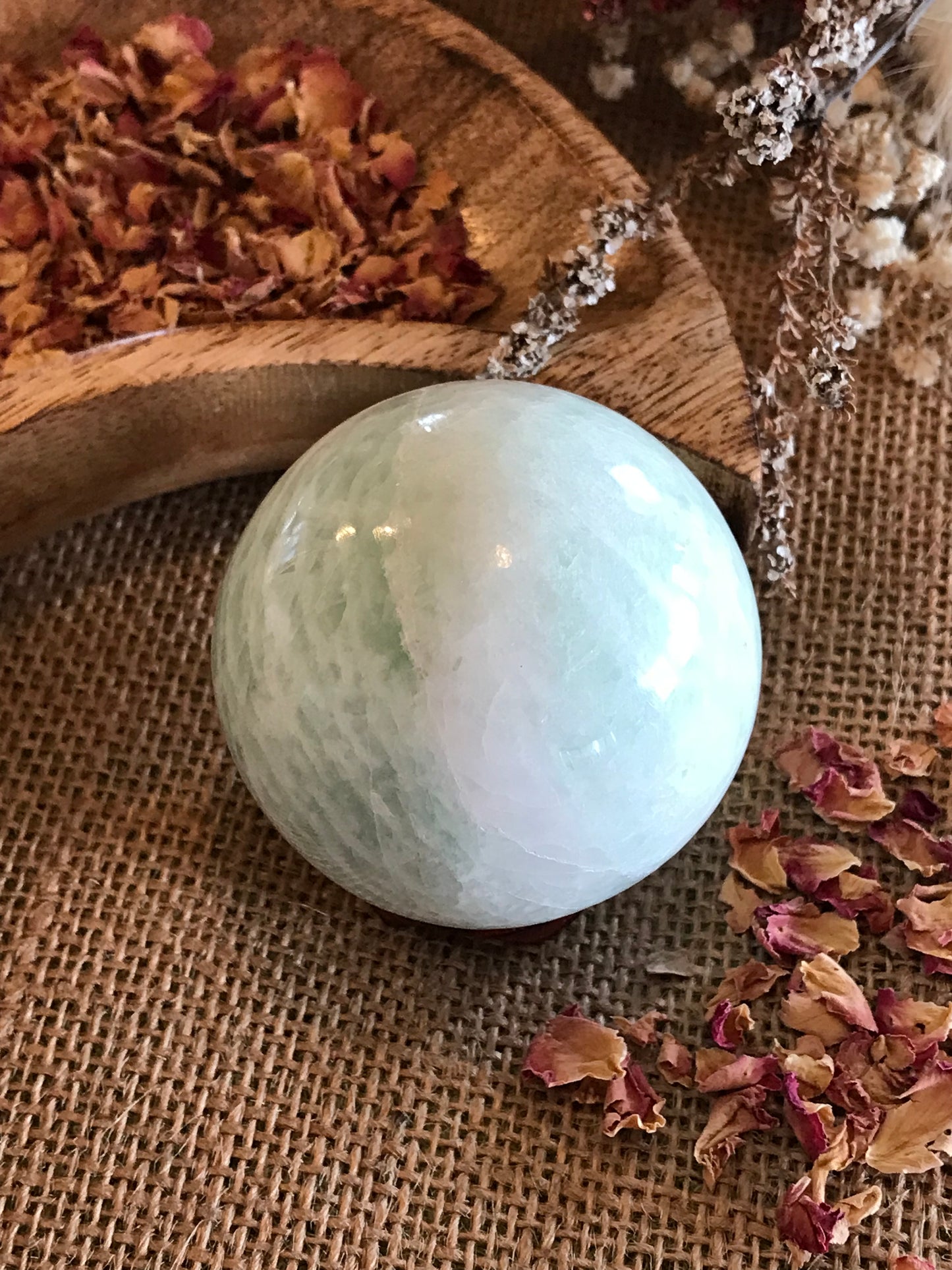 Amazonite Sphere Includes Wooden Holder