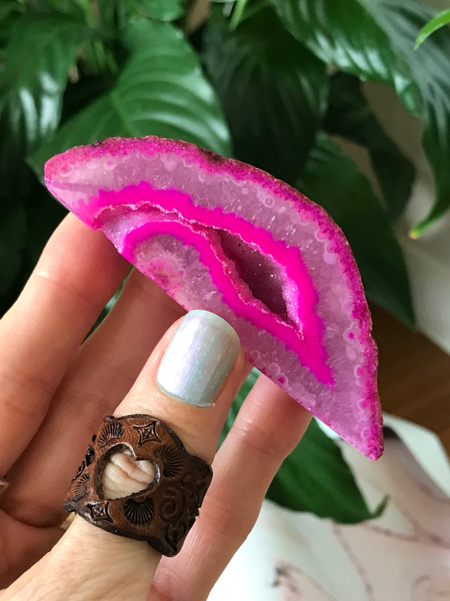 Agate Geode With Druzy ~ Pink