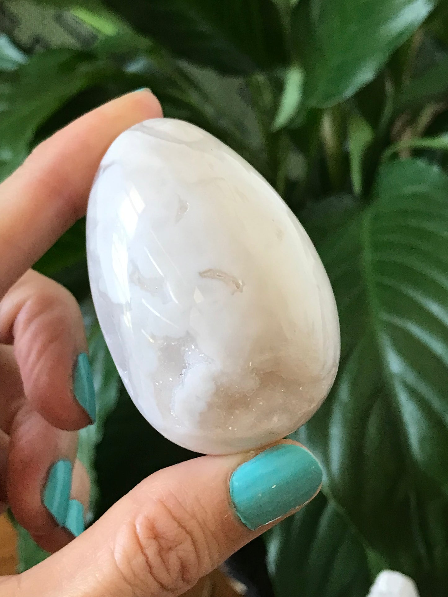 Snow Agate Egg Includes Hematite Ring