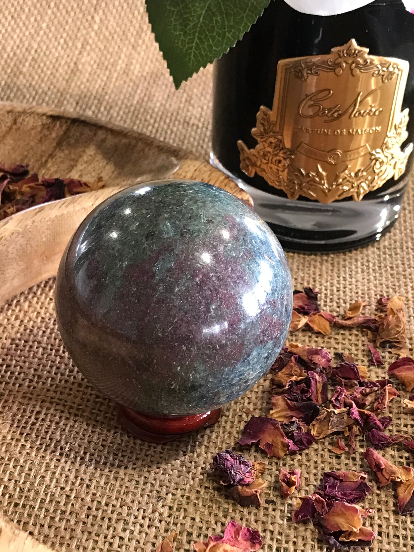 Ruby Kyanite Sphere Includes Wooden Holder