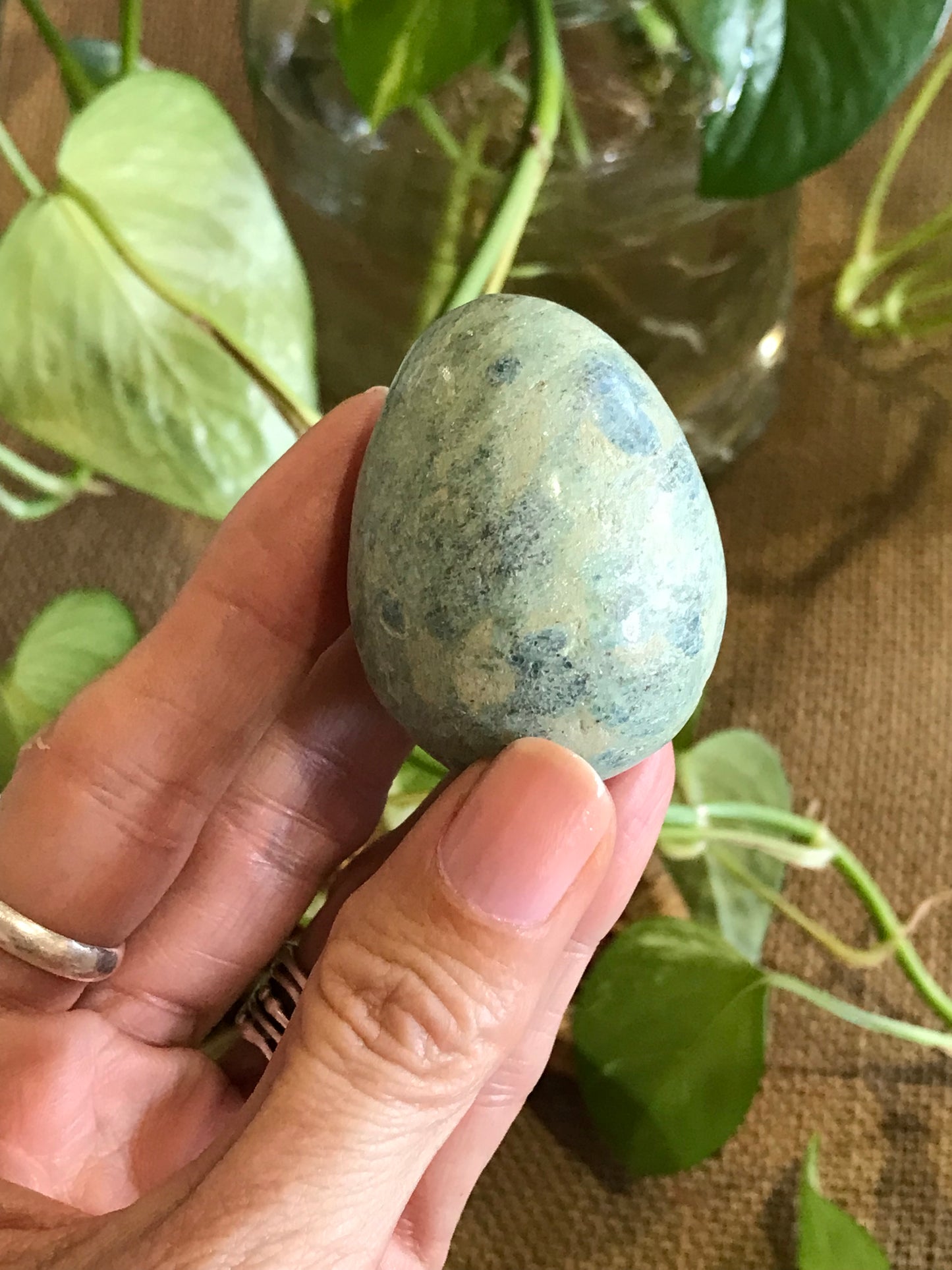 Ruby Fuchsite Egg Includes Hematite Ring