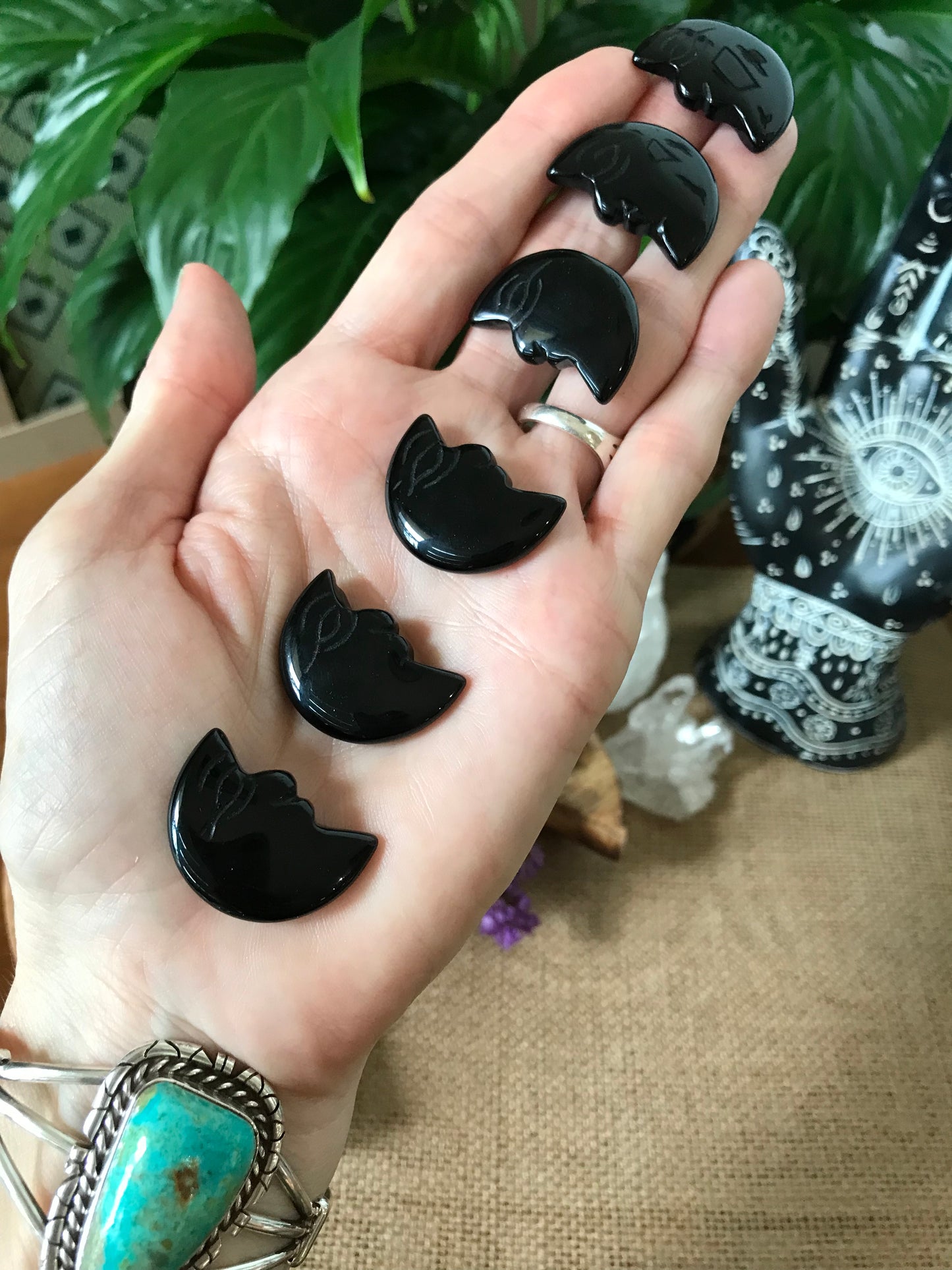 INTUITIVELY CHOSEN ~ Black Agate Crescent Moon