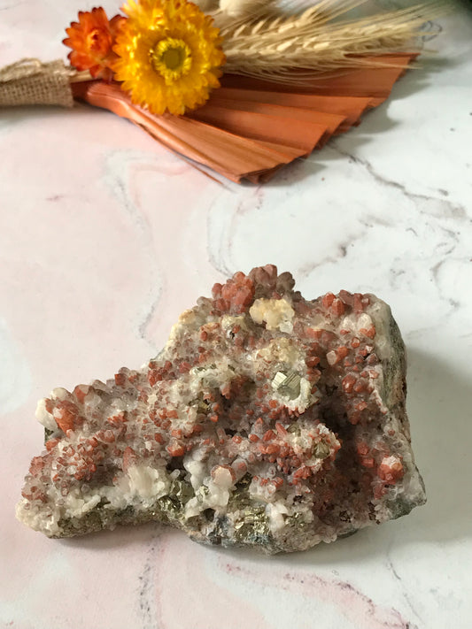 Pyrite Red Quartz Cluster