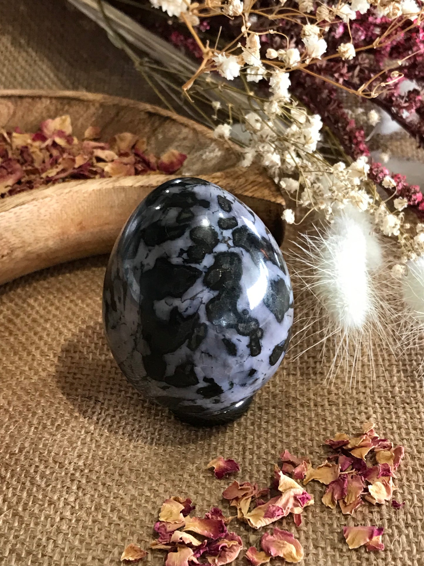 Indigo Gabbro Egg Includes Hematite Ring
