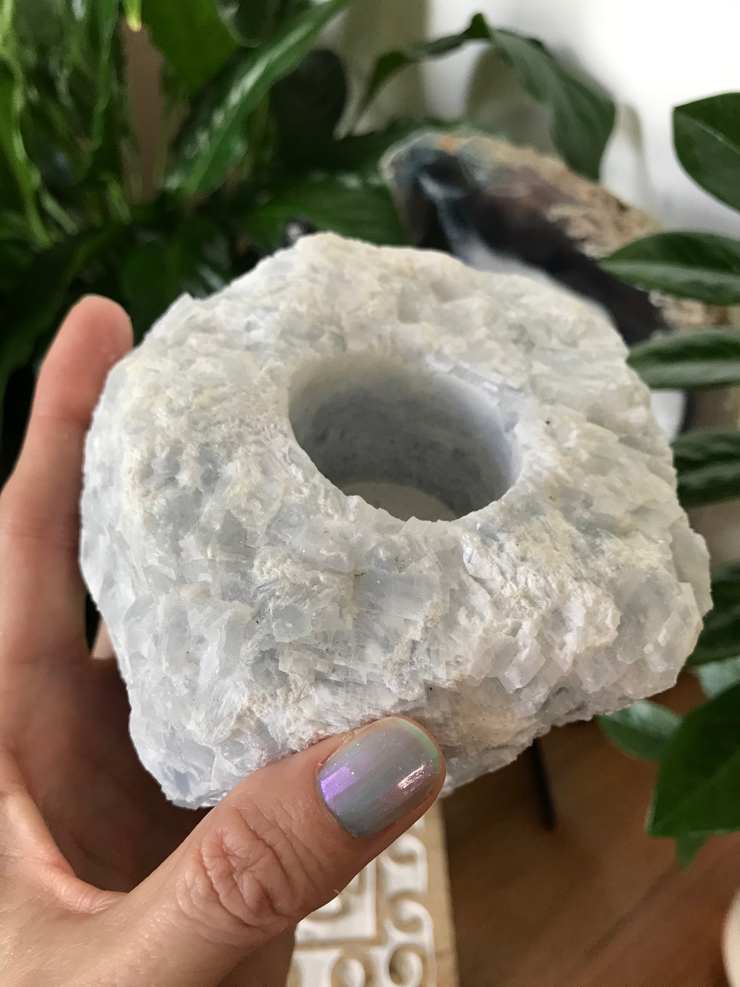 Candle Holder ~ Blue Calcite