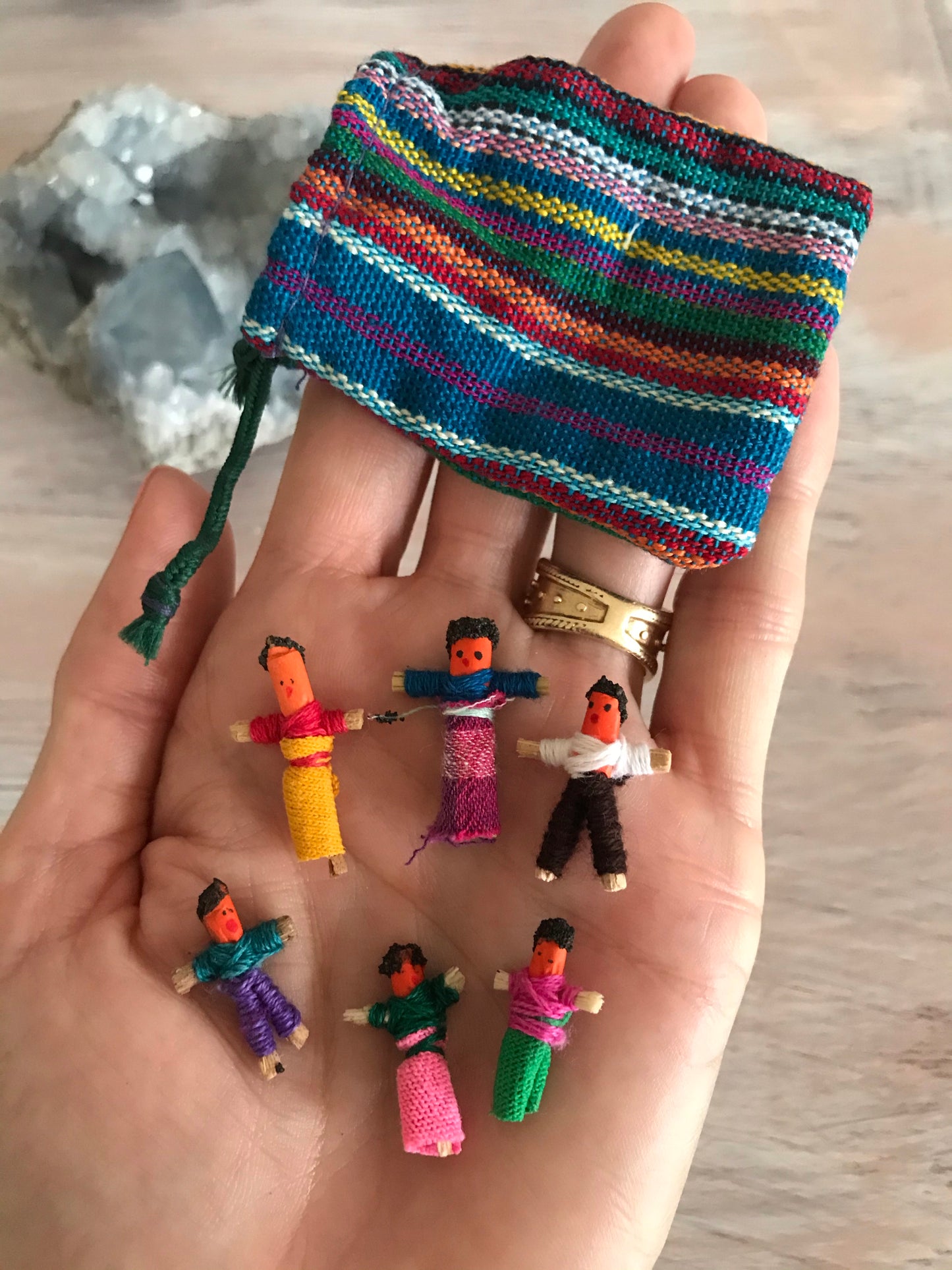 Guatemalan Worry Doll Pouch ~ UNAKITE