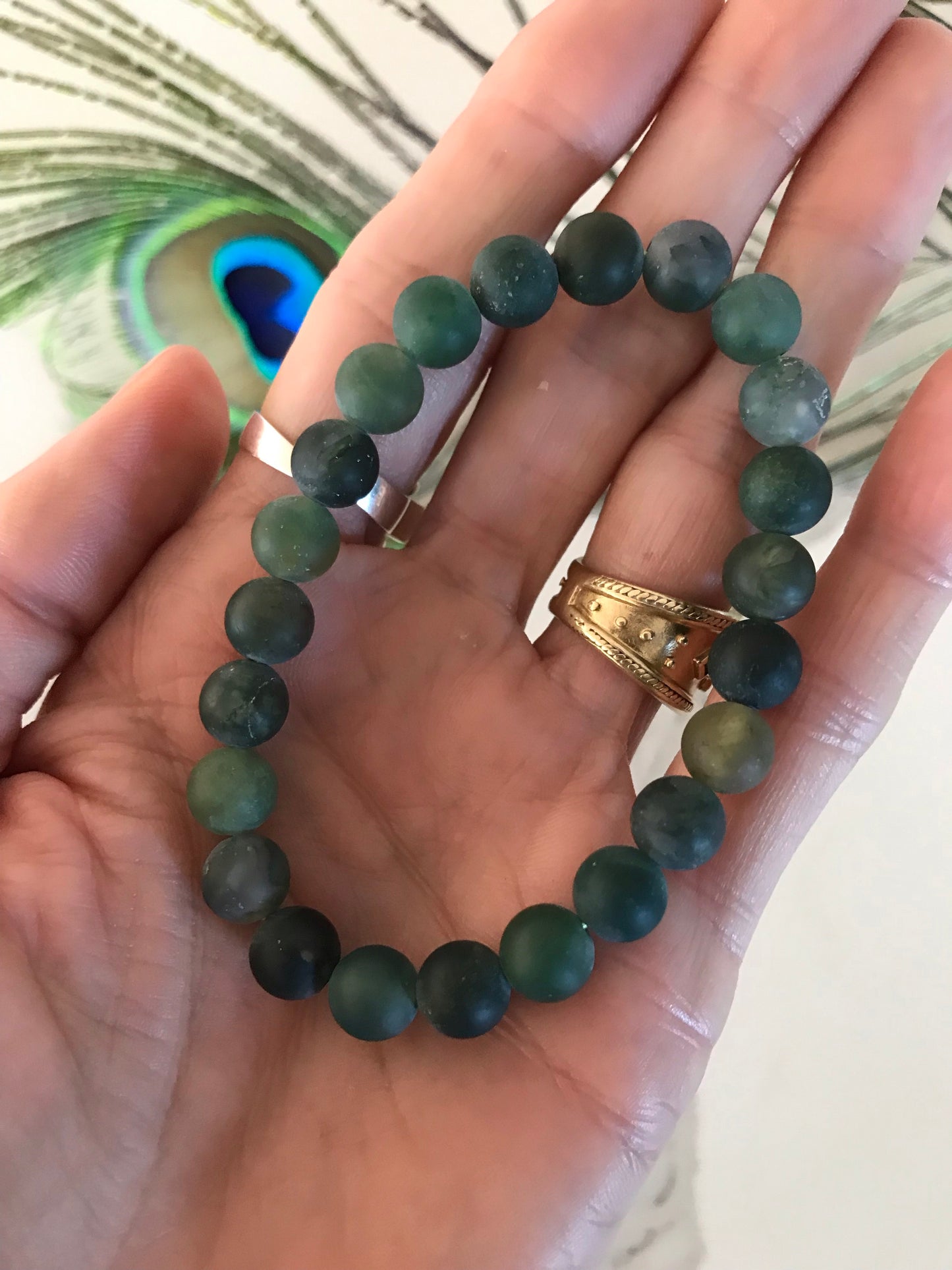 Frosted Moss Agate Healing Bracelet ~ GREEN WITCH