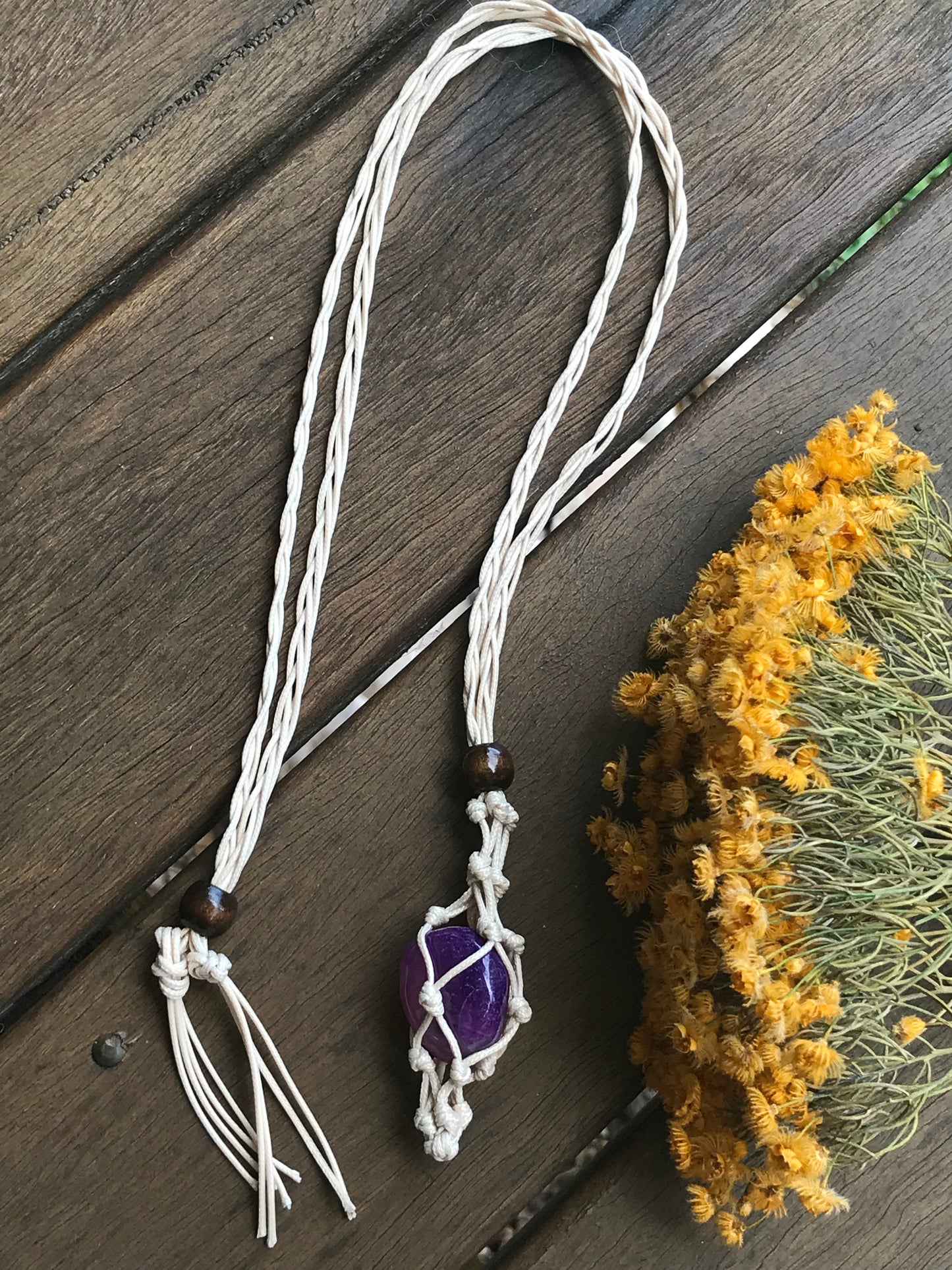 Macrame Necklace ~ Purple Onyx ~ Vitality