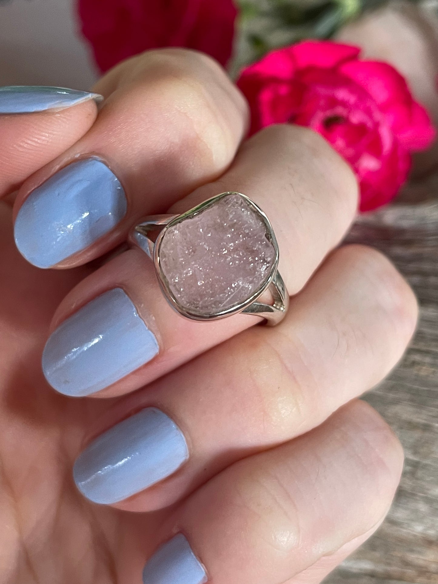 Morganite Silver Fixed Ring