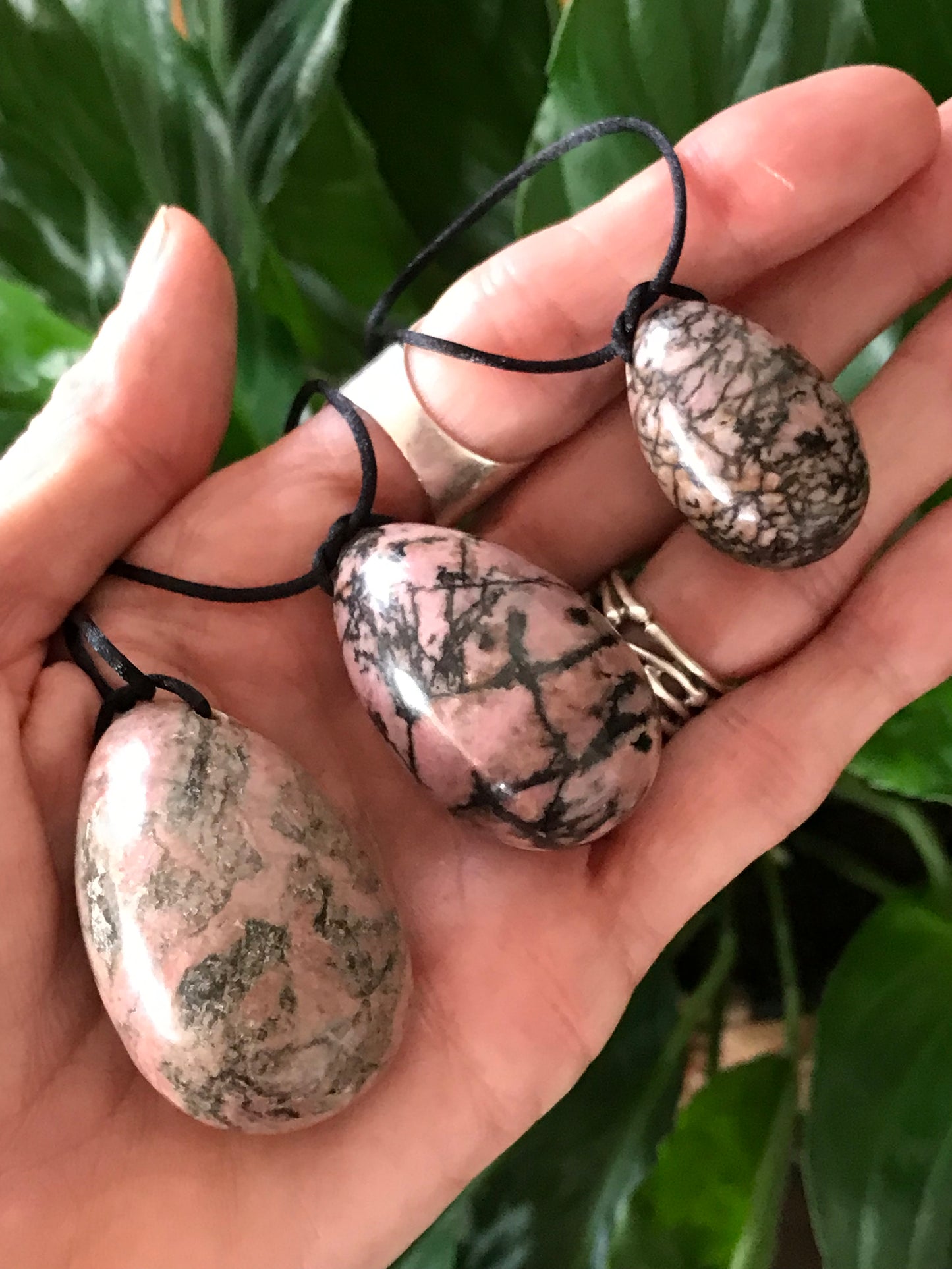Yoni Eggs ~ Rhodonite Set of 3 with Sari Pouch