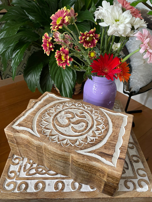Wooden Trinket Box - Om Mandala