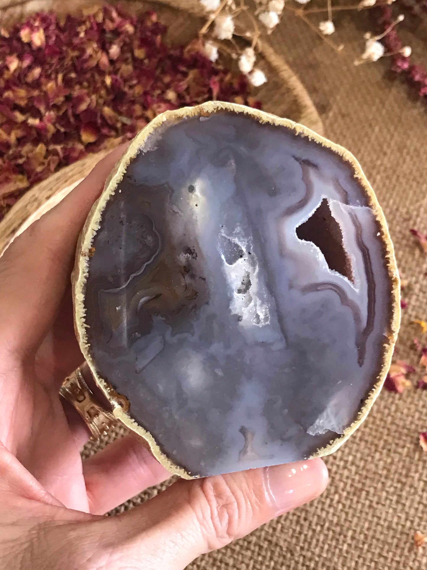 Agate Geode With Druzy ~ Natural