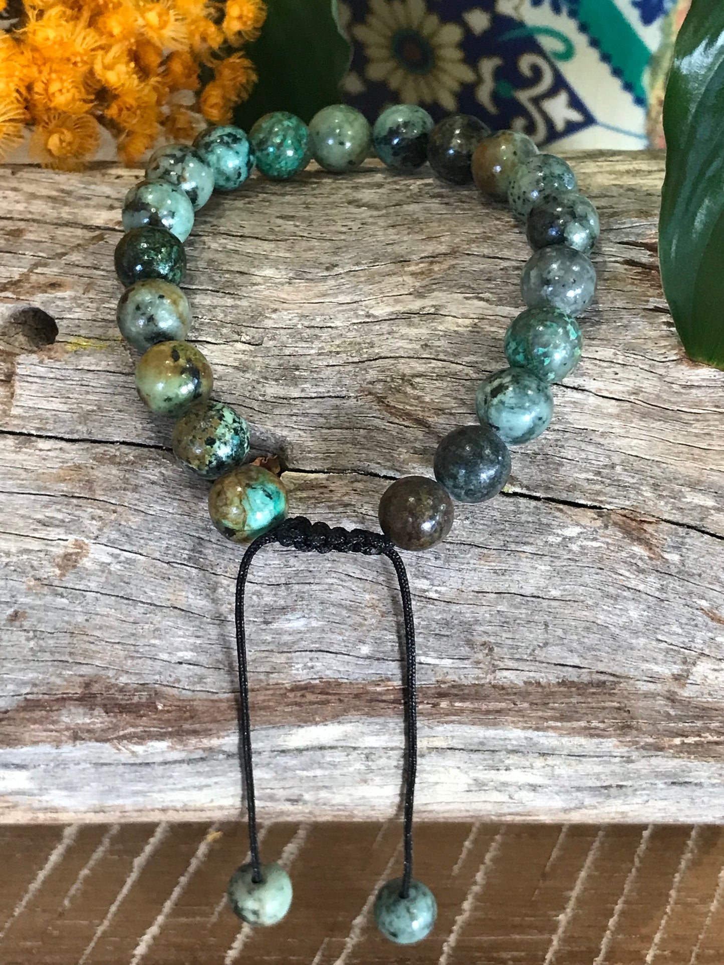 Adjustable Macrame Bracelet ~ African Turquoise