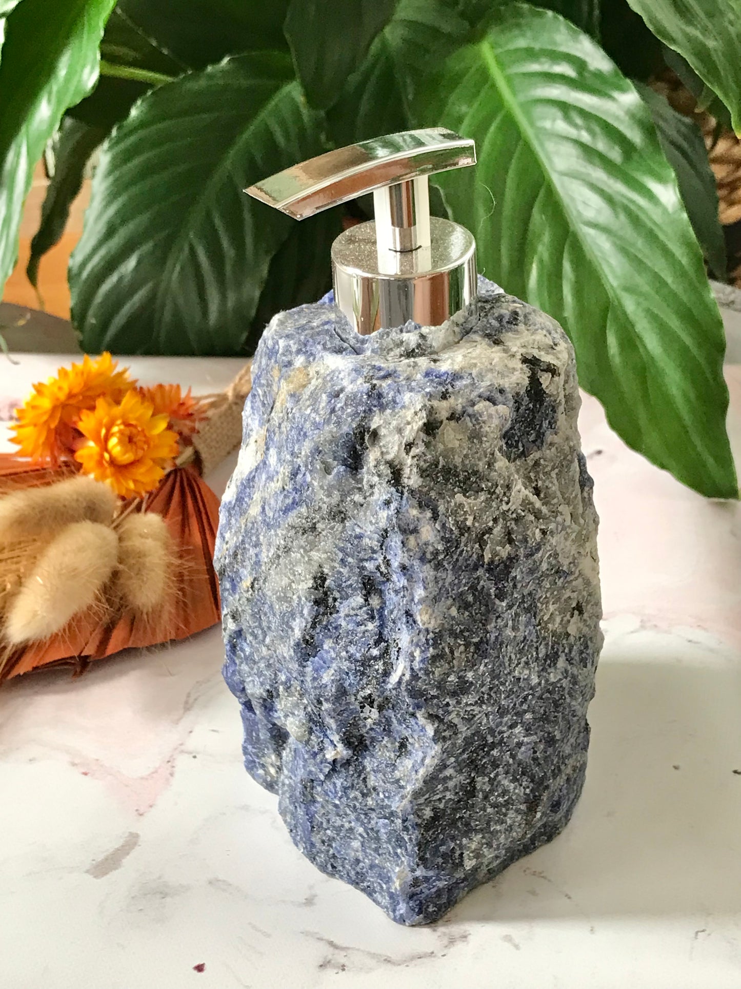 Raw Crystal Soap/Lotion Dispenser ~ Sodalite