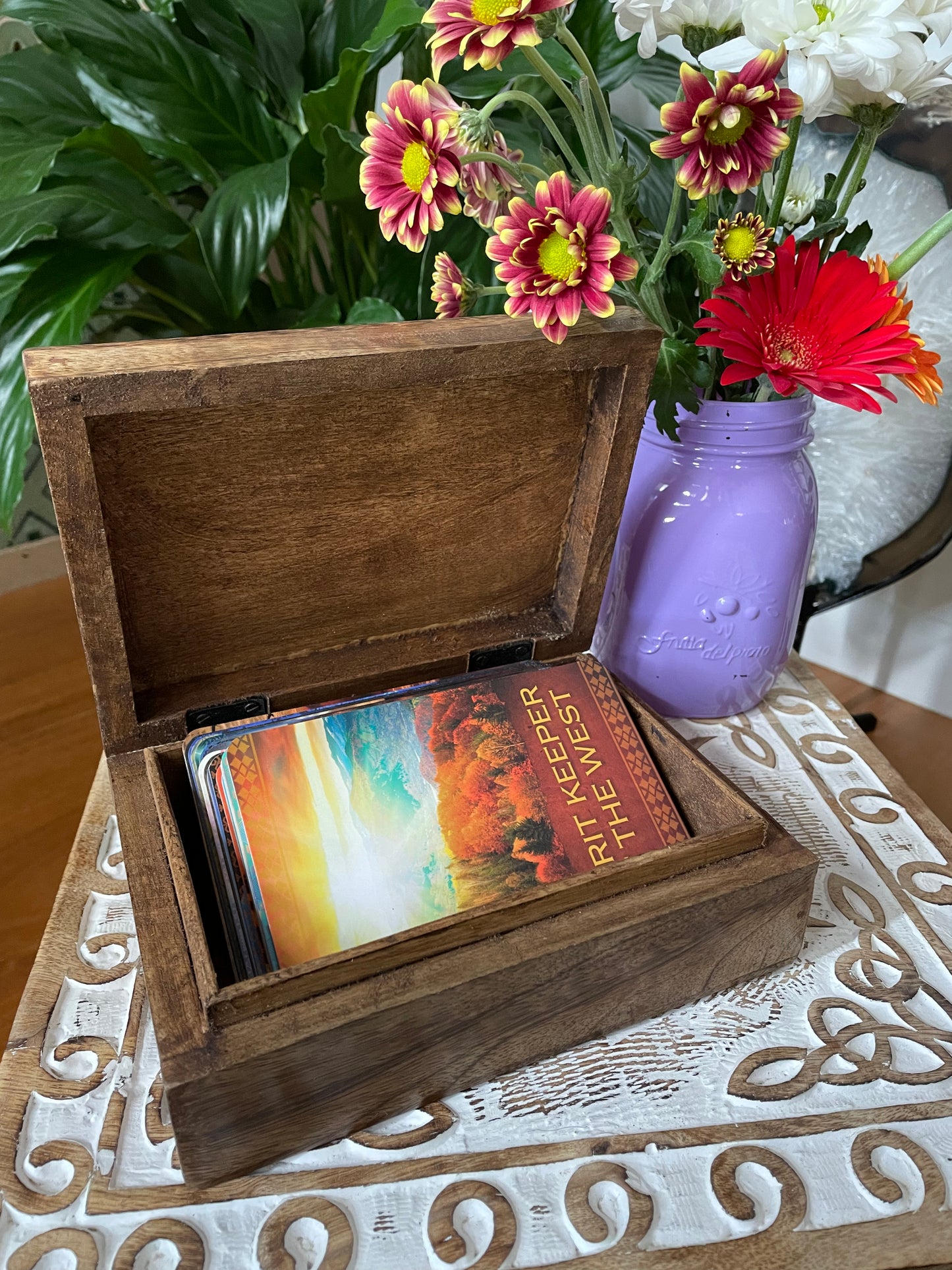 Wooden Tarot Box ~ Triple Moon