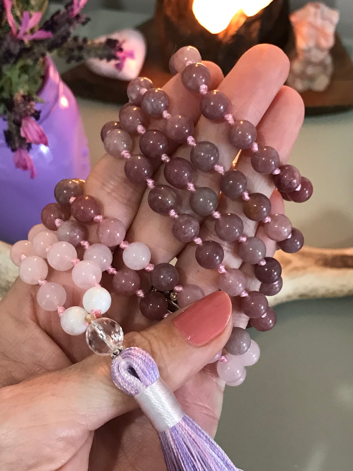 Strawberry Quartz & Rose Quartz Mala/Prayer Beads