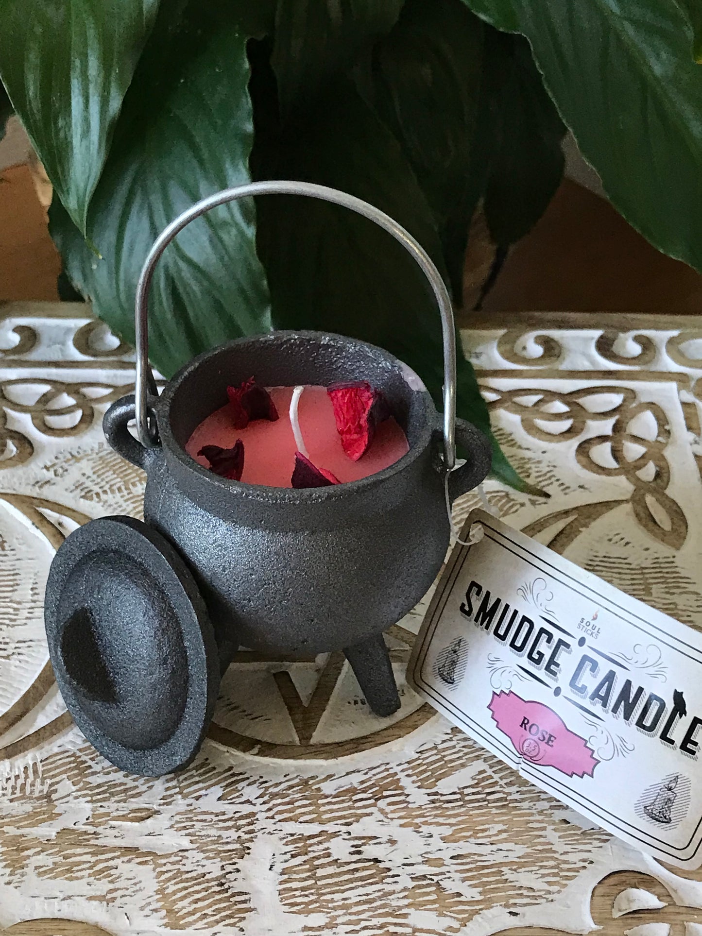 Cauldron Smudge Candle ~ Rose