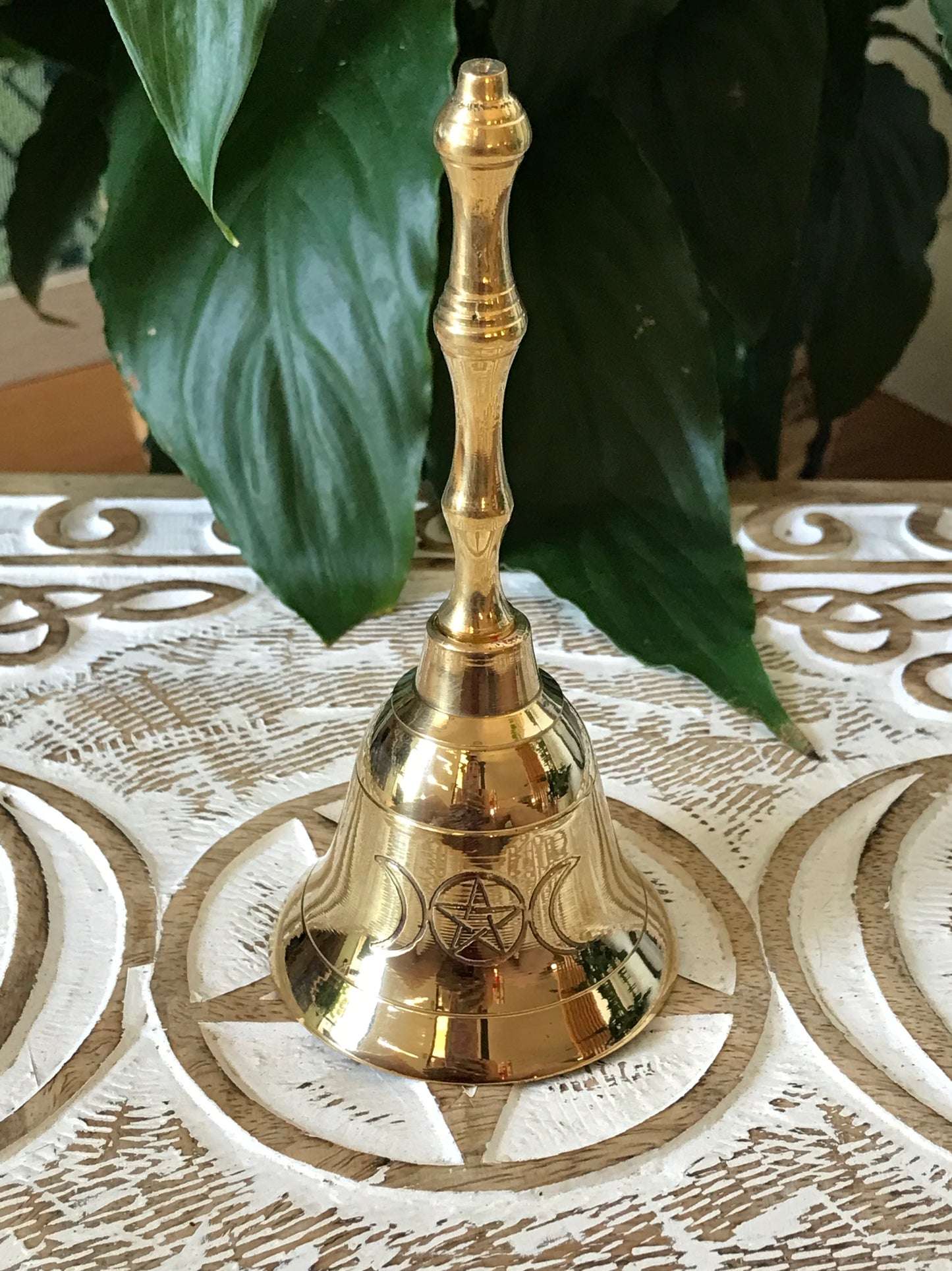 Altar Brass Bell ~ Triple Moon