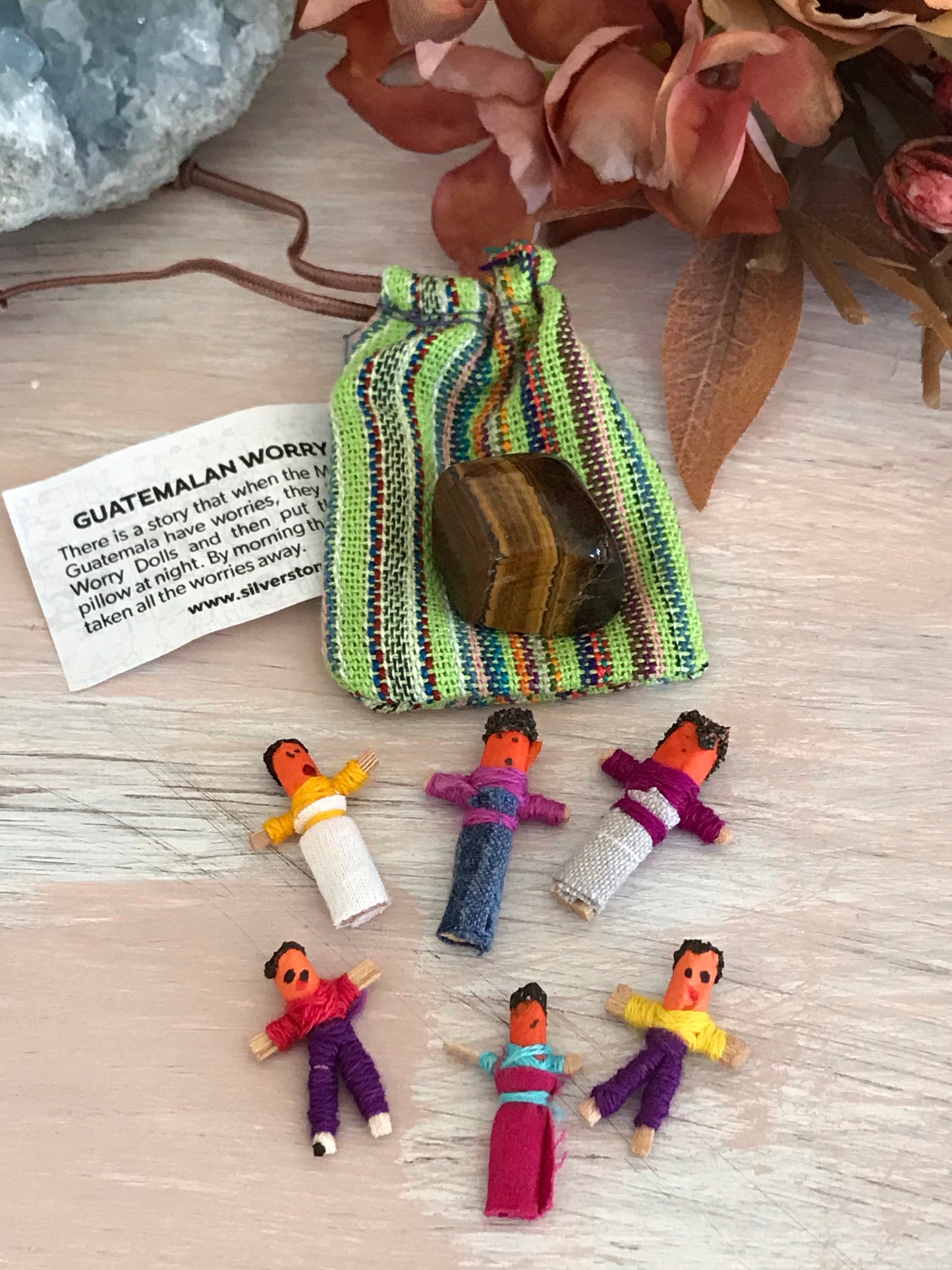 Guatemalan Worry Doll Pouch ~ TIGERS EYE