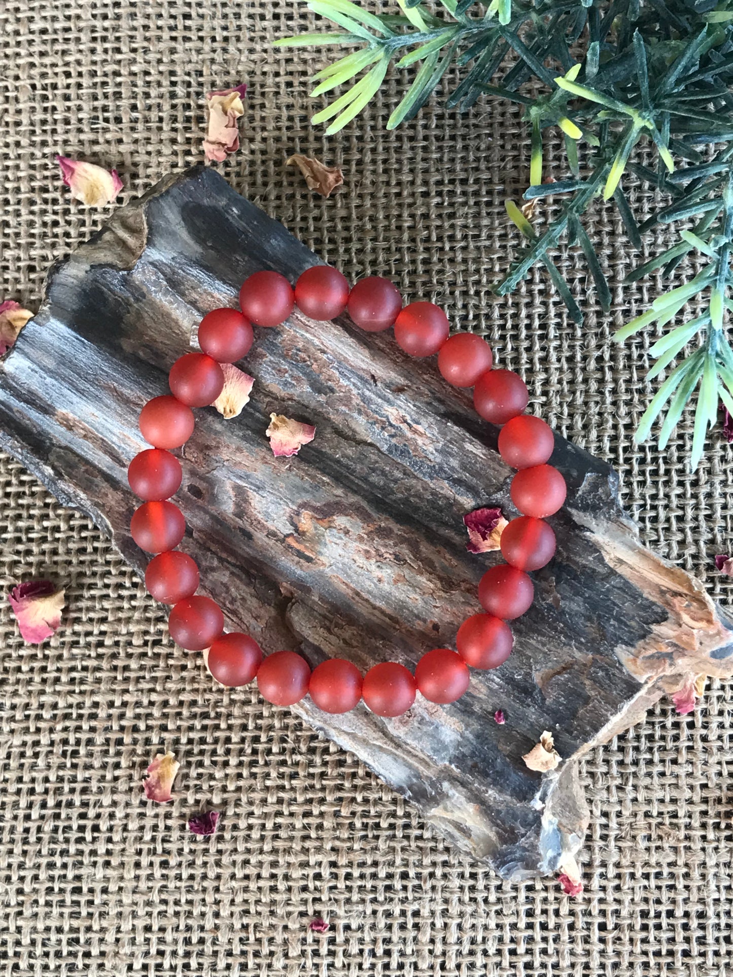 Frosted Red Agate Frosted Healing Bracelet ~ GODDESS
