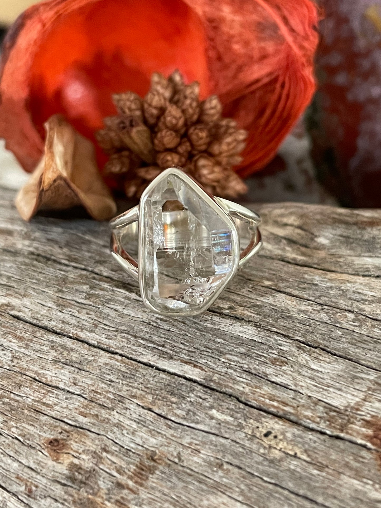 Herkimer Diamond Silver Fixed Ring