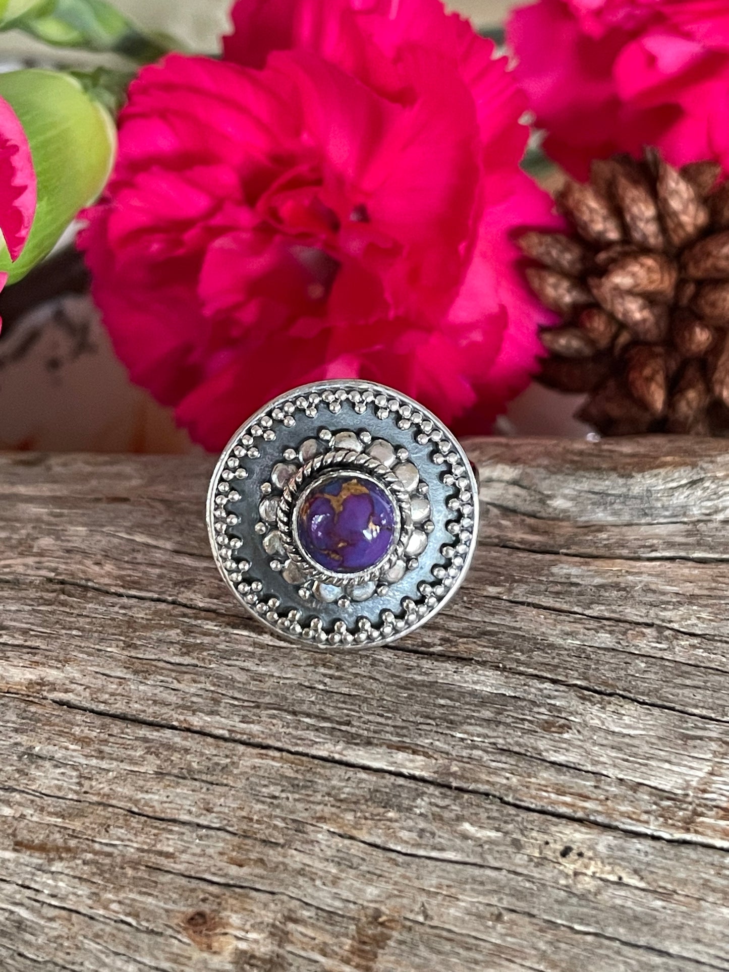 Purple Kingman Turquoise Silver Ring