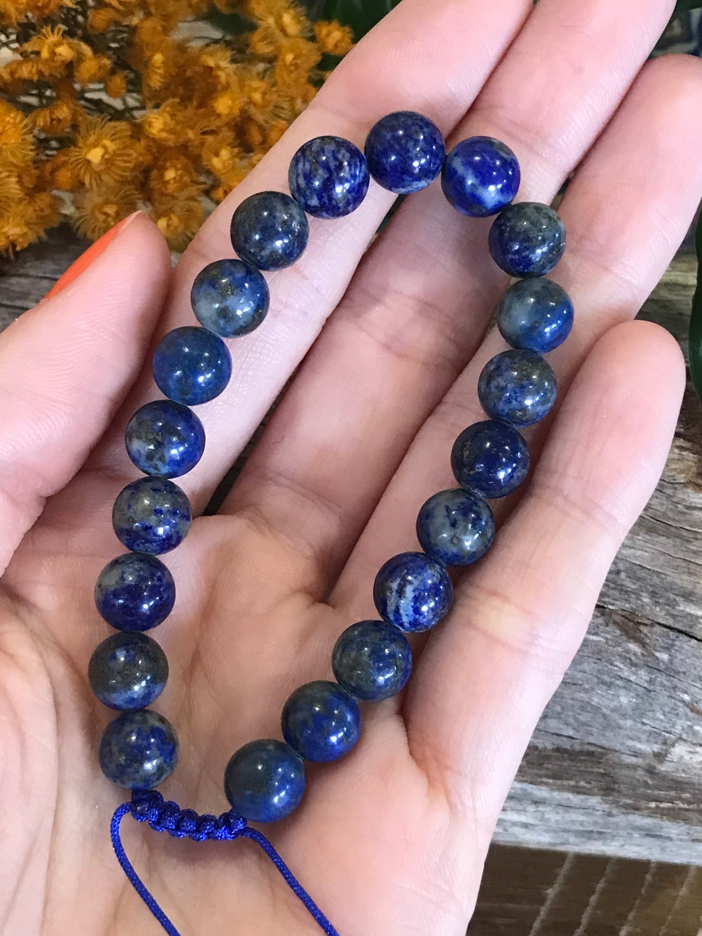 Adjustable Macrame Bracelet ~ Lapis Lazuli